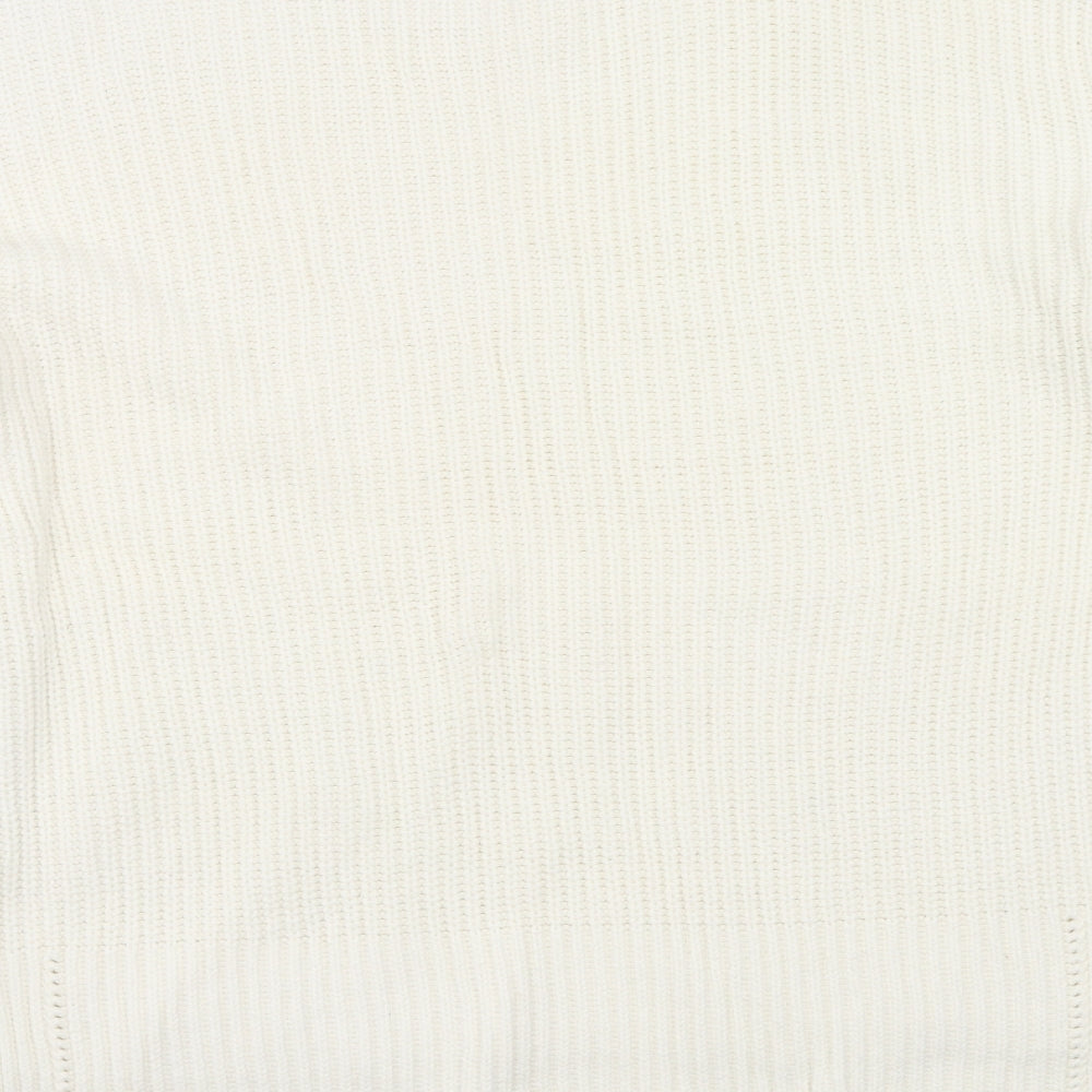 Miss Selfridge Womens Ivory Round Neck Cotton Pullover Jumper Size 8
