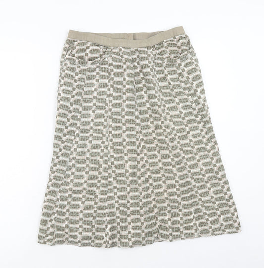 Preworn Womens Brown Geometric Viscose Straight & Pencil Skirt Size M Zip