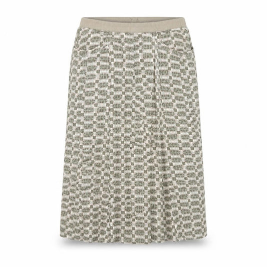 Preworn Womens Brown Geometric Viscose Straight & Pencil Skirt Size M Zip