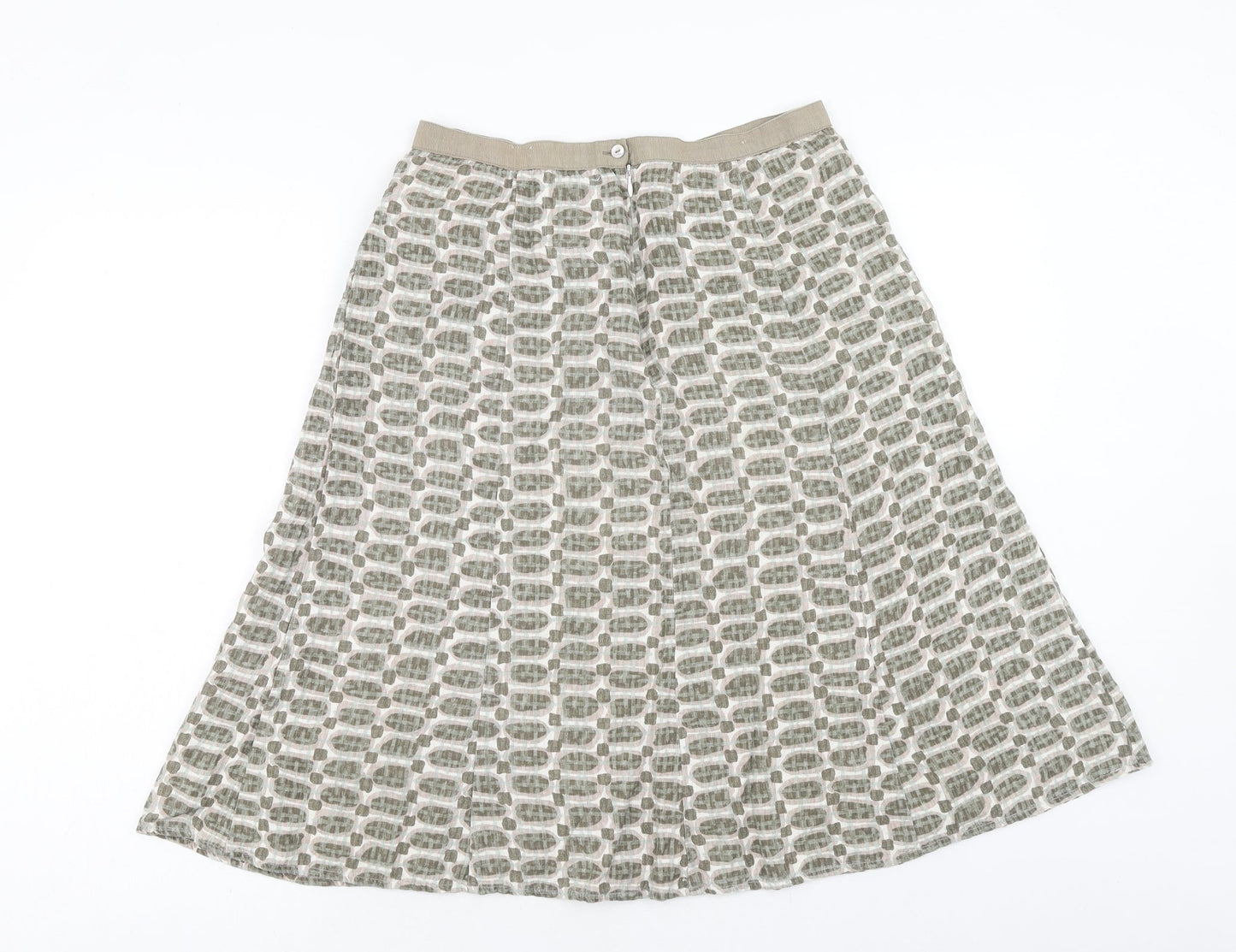 Preworn Womens Brown Geometric Viscose Straight & Pencil Skirt Size M Zip