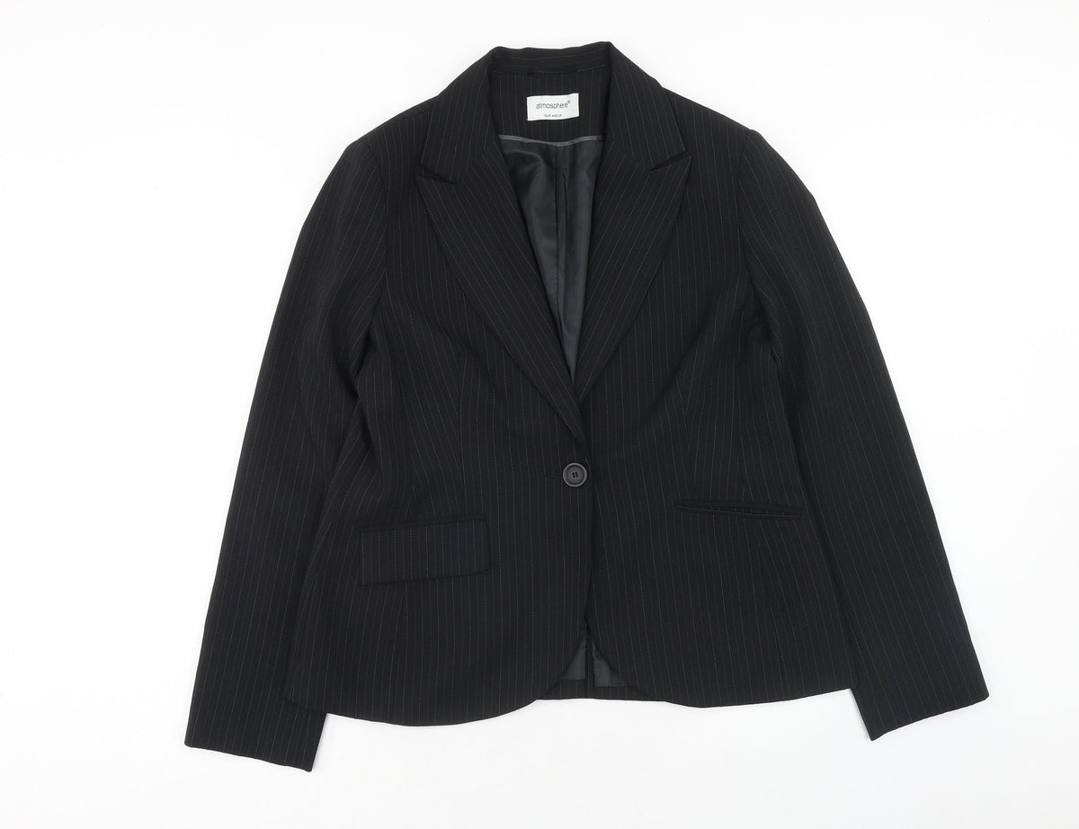 Atmosphere Womens Blue Striped Jacket Blazer Size 16 Button