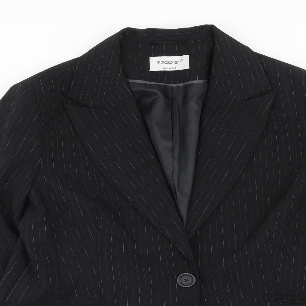 Atmosphere Womens Blue Striped Jacket Blazer Size 16 Button