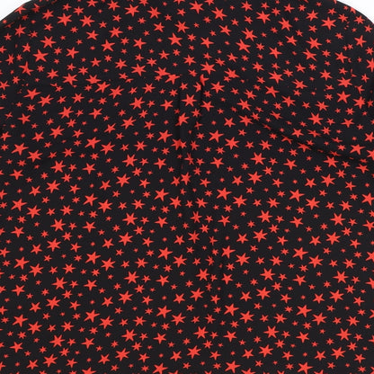 Marks & Spencer Womens Black Geometric Polyester Basic Button-Up Size 8 Collared - Star Print