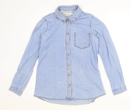 ASOS Womens Blue 100% Cotton Basic Button-Up Size 8 Collared