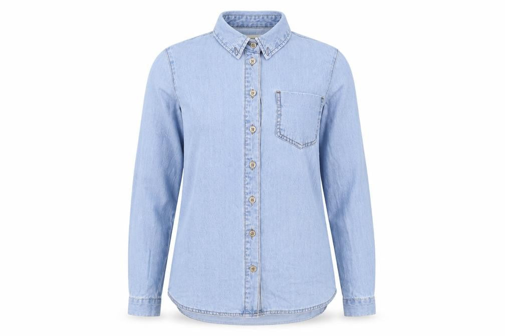 ASOS Womens Blue 100% Cotton Basic Button-Up Size 8 Collared