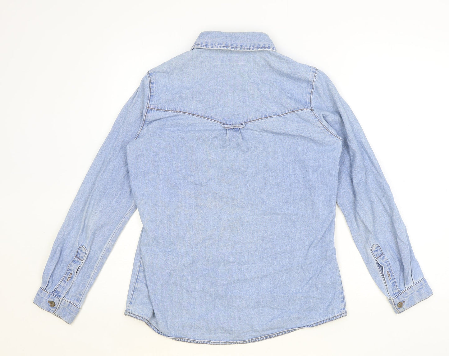 ASOS Womens Blue 100% Cotton Basic Button-Up Size 8 Collared