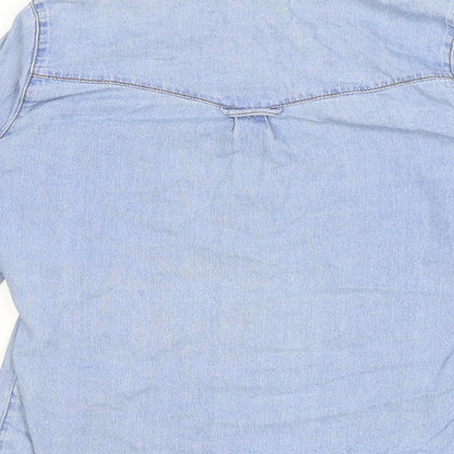 ASOS Womens Blue 100% Cotton Basic Button-Up Size 8 Collared
