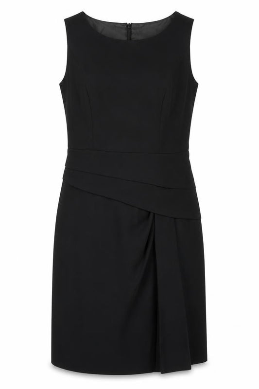 Marks and Spencer Womens Black Polyester A-Line Size 8 Round Neck Zip