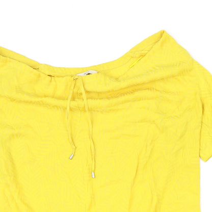 Next Womens Yellow Polyester Basic Blouse Size 18 Boat Neck
