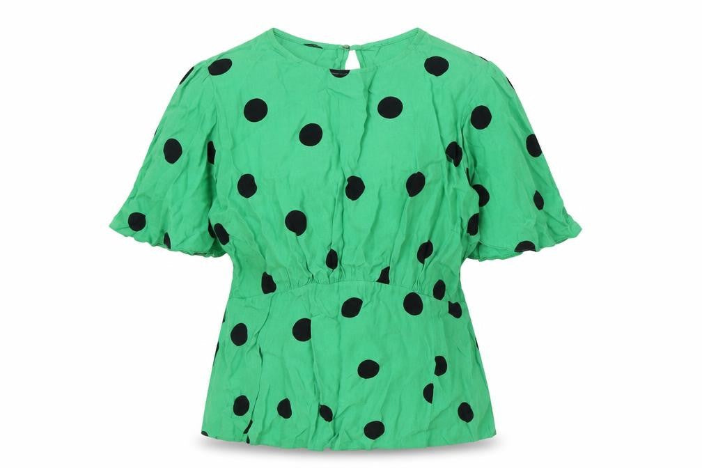 New Look Womens Green Polka Dot Viscose Basic Blouse Size 10 Round Neck