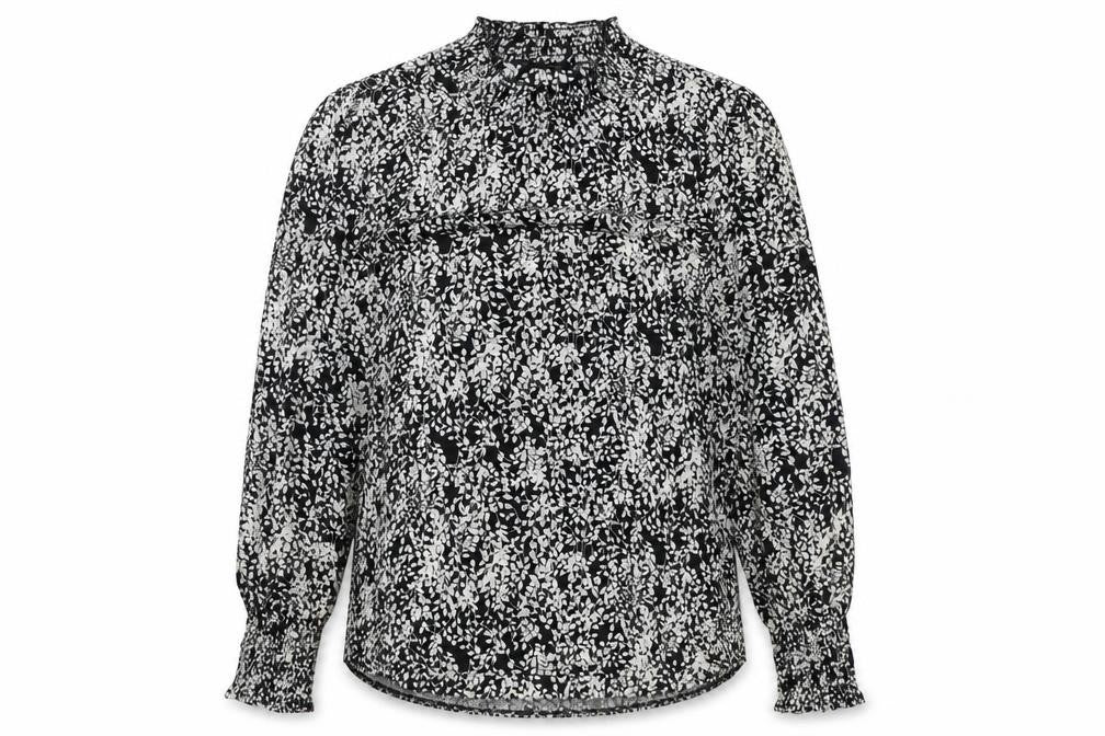 Caroline Morgan Womens Black Geometric Polyester Basic Blouse Size 12 Round Neck