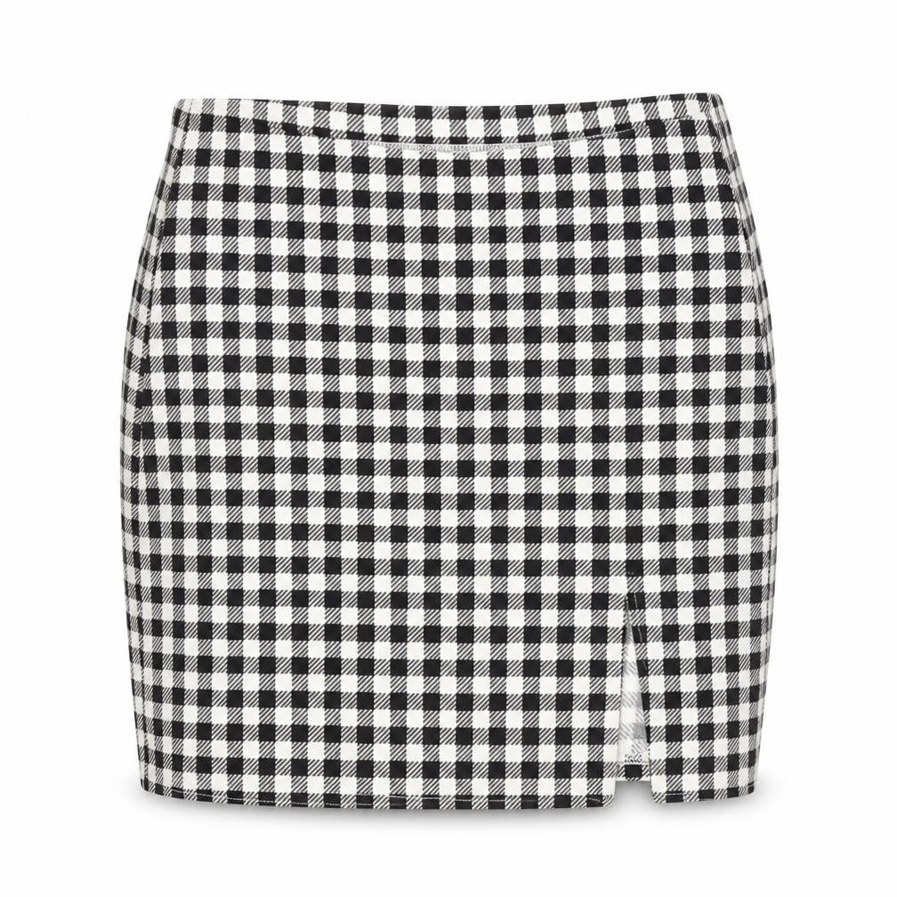SheIn Womens Black Check Polyester Straight & Pencil Skirt Size S