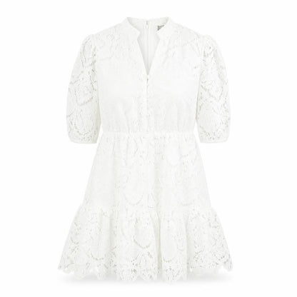Front view of ASOS women’s ivory polyester a-line, size 4XL, v-neck zip