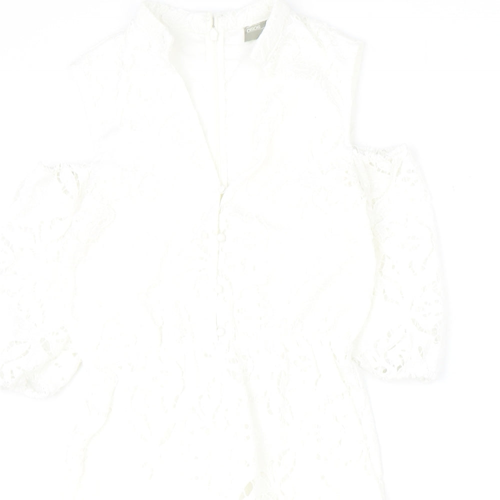 ASOS Womens Ivory Polyester A-Line Size 4XL V-Neck Zip