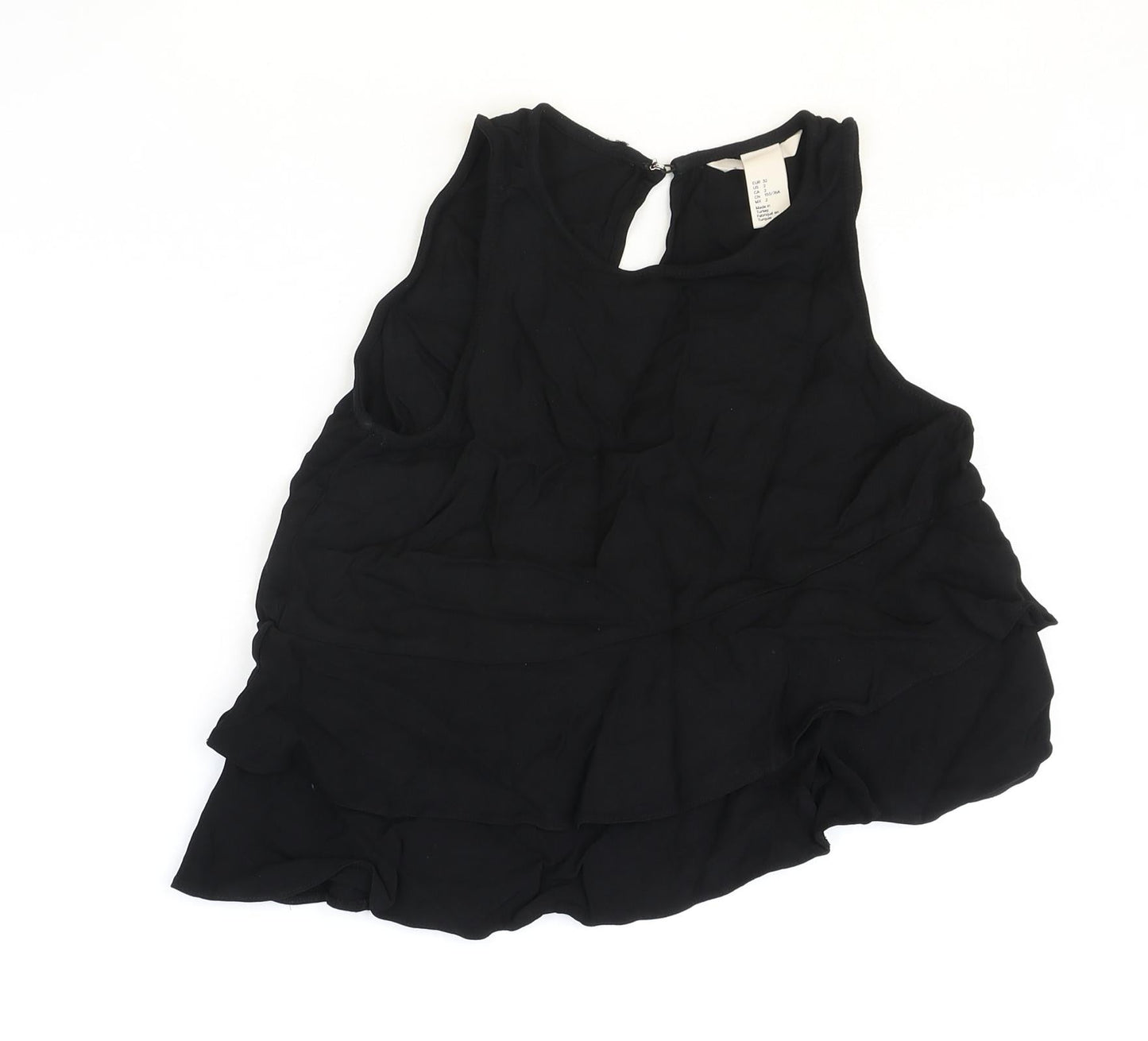 H&M Womens Black Viscose Basic Tank Size 8 Scoop Neck - Asymmetric