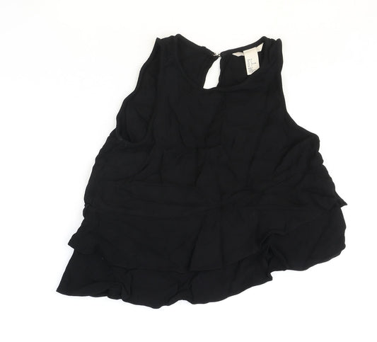 H&M Womens Black Viscose Basic Tank Size 8 Scoop Neck - Asymmetric