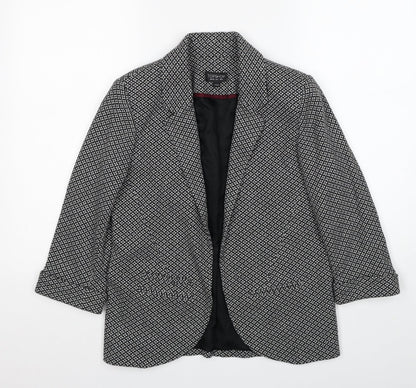 Topshop Womens Black Geometric Jacket Blazer Size 8