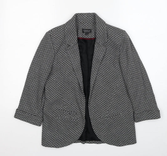 Topshop Womens Black Geometric Jacket Blazer Size 8