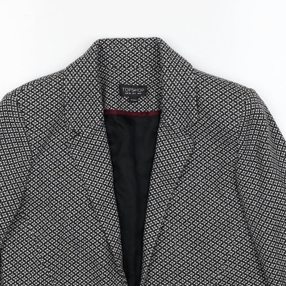 Topshop Womens Black Geometric Jacket Blazer Size 8