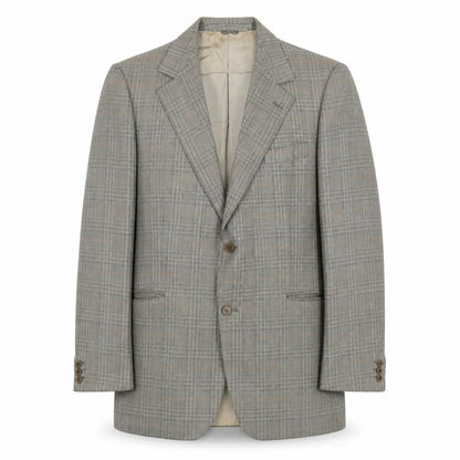 John Lewis Mens Grey Plaid Wool Jacket Suit Jacket Size 38 Regular