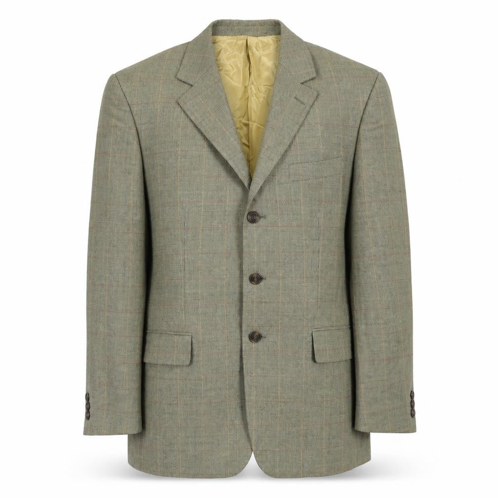 Wellington Mens Green Plaid Polyester Jacket Suit Jacket Size 40 Regular