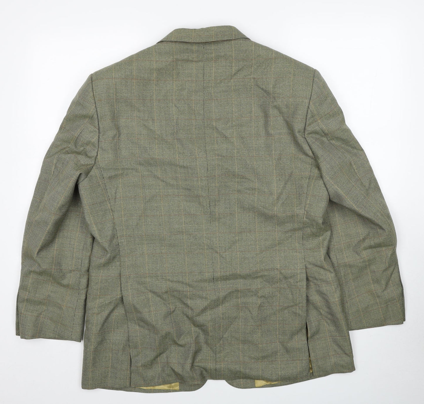 Wellington Mens Green Plaid Polyester Jacket Suit Jacket Size 40 Regular