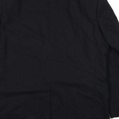 ROY ROBSON Mens Black Striped Wool Jacket Suit Jacket Size XL Regular