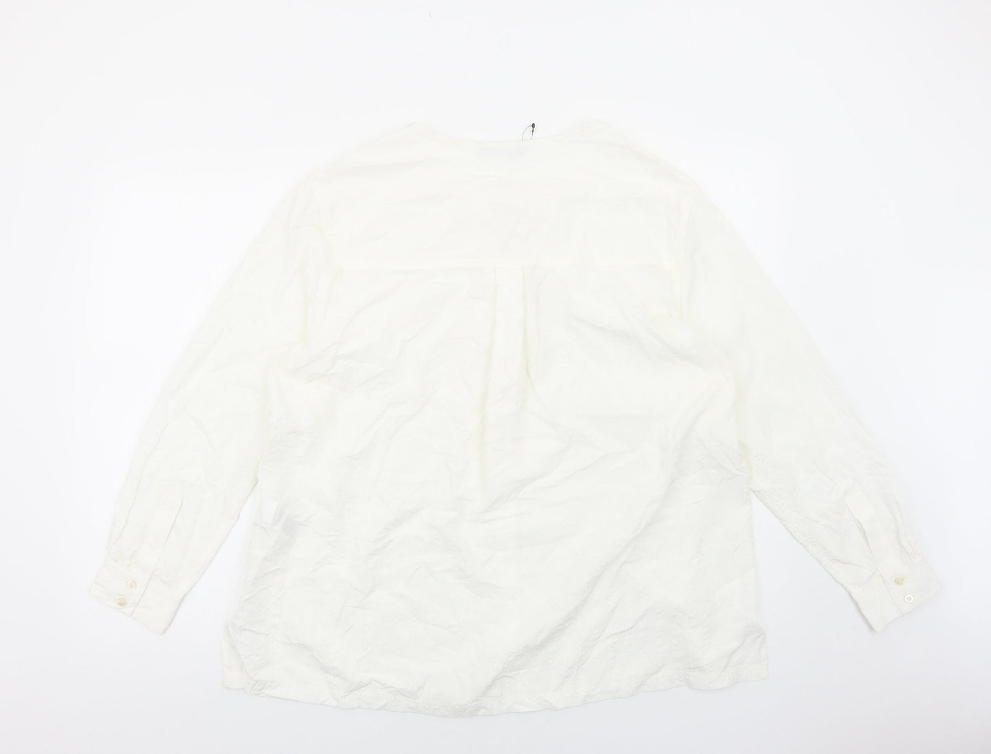 Marks and Spencer Womens White Modal Basic Button-Up Size 16 Round Neck