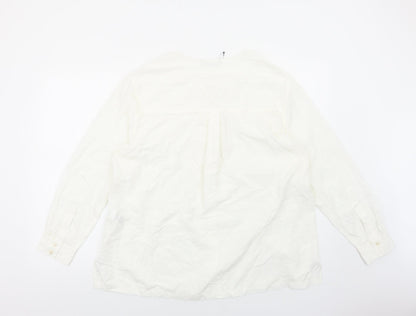 Marks & Spencer Womens White Modal Basic Button-Up Size 16 Round Neck
