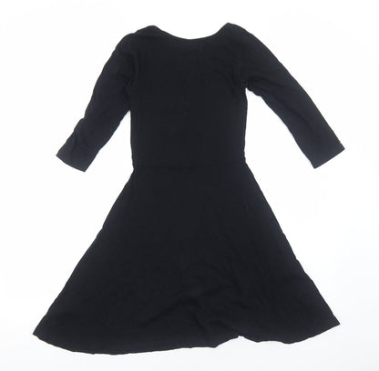 Primark Womens Black Viscose Fit & Flare Size 6 Scoop Neck Pullover