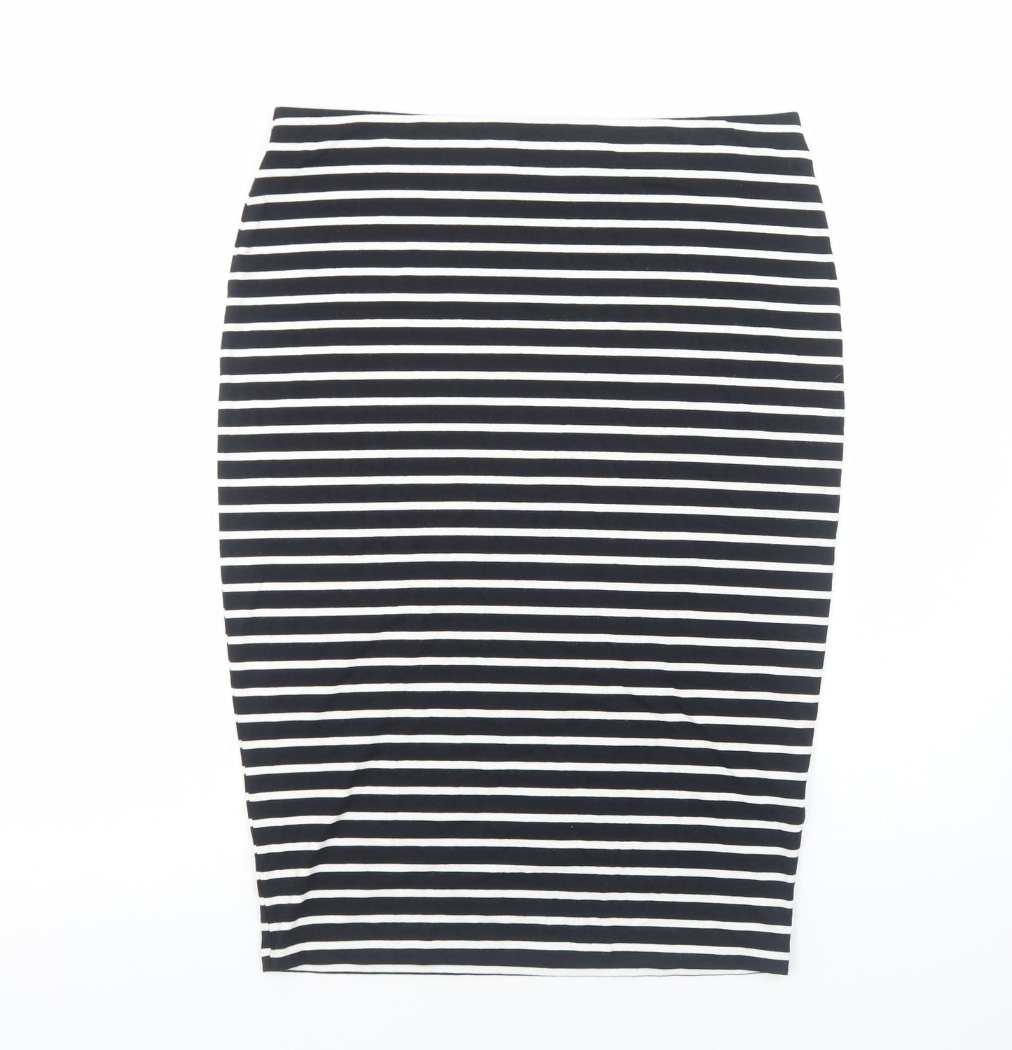 Marks and Spencer Womens Black Striped Viscose Straight & Pencil Skirt Size 12