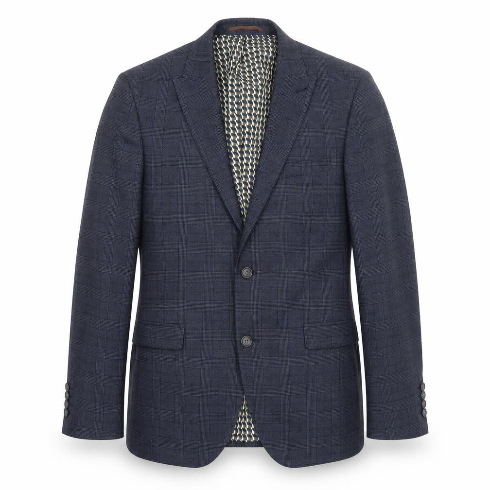 NEXT Mens Blue Plaid Polyester Jacket Suit Jacket Size L Regular