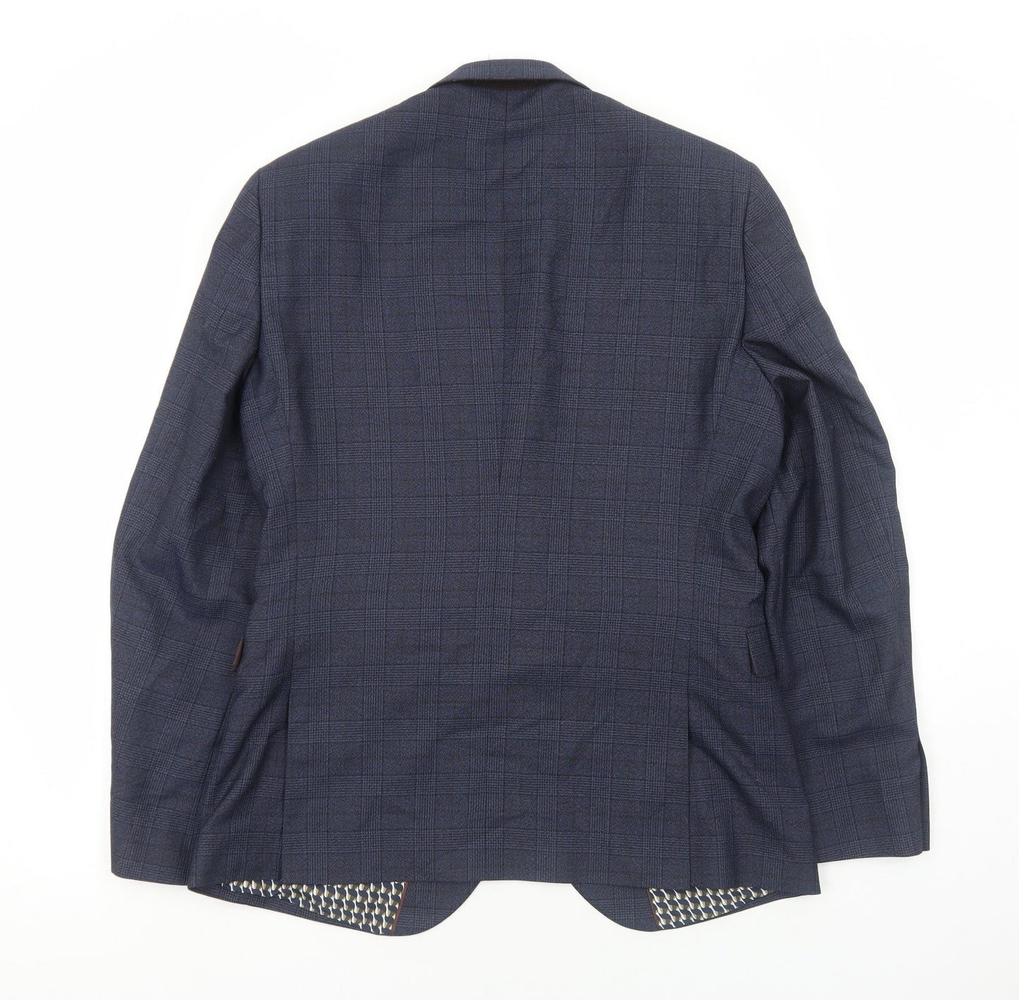 NEXT Mens Blue Plaid Polyester Jacket Suit Jacket Size L Regular