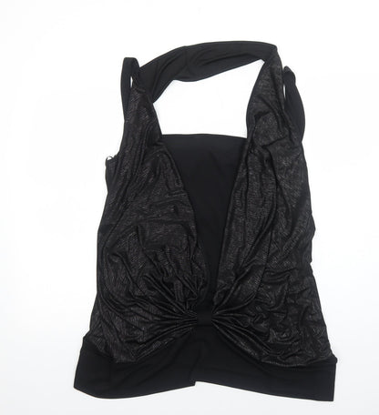 Yours Womens Black Polyamide Basic Blouse Size L Halter - Ruched Front
