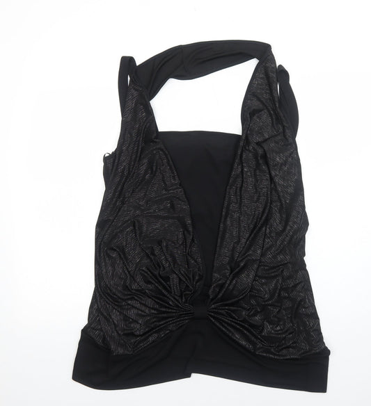 Yours Womens Black Polyamide Basic Blouse Size L Halter - Ruched Front