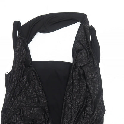 Yours Womens Black Polyamide Basic Blouse Size L Halter - Ruched Front