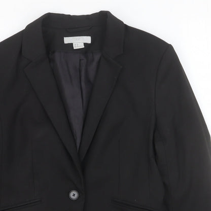 H&M Womens Black Polyester Jacket Blazer Size 10