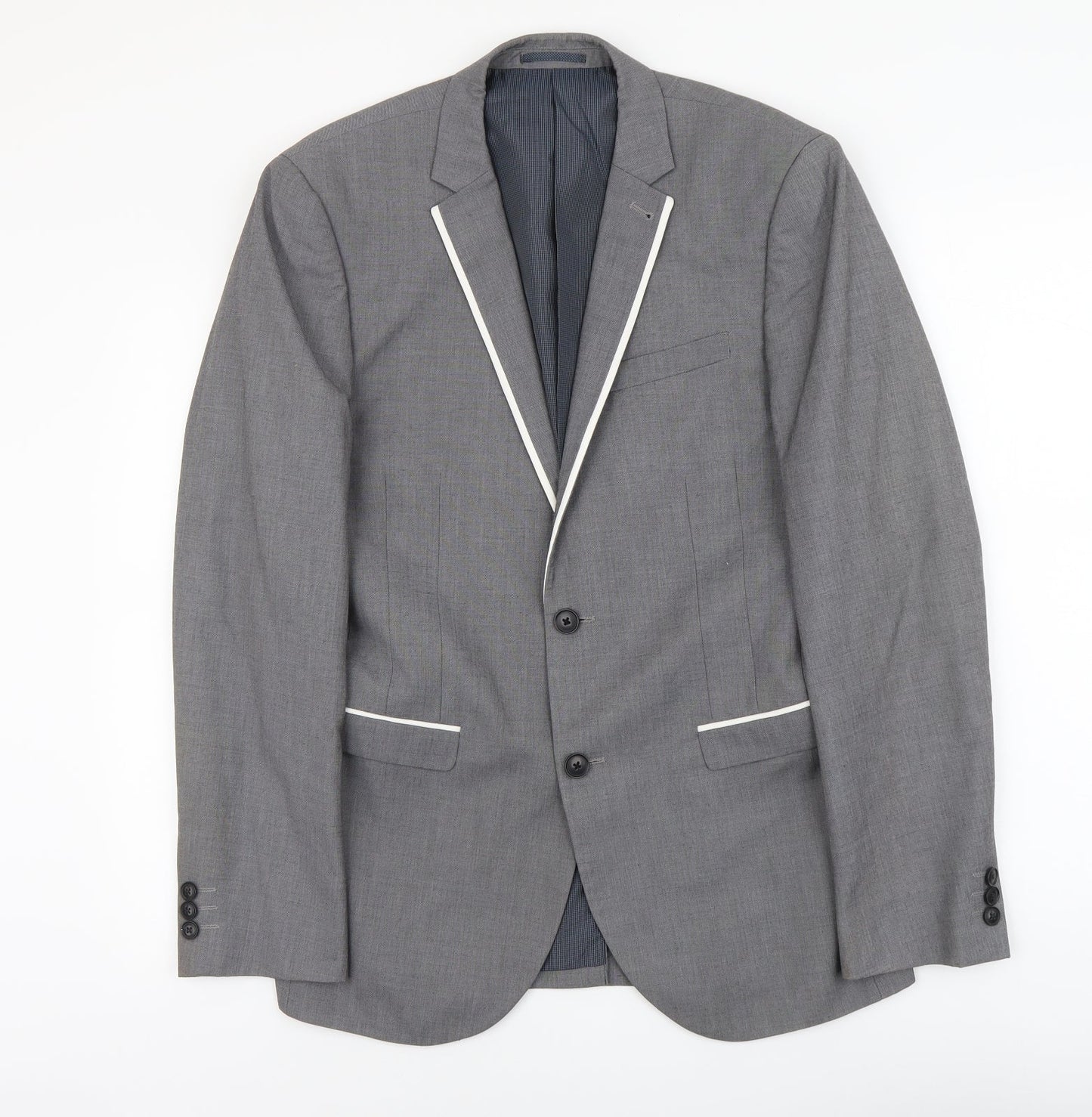 NEXT Mens Grey Polyester Jacket Suit Jacket Size S Regular