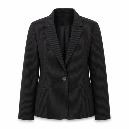 Papaya Womens Black Striped Polyester Jacket Blazer Size 12