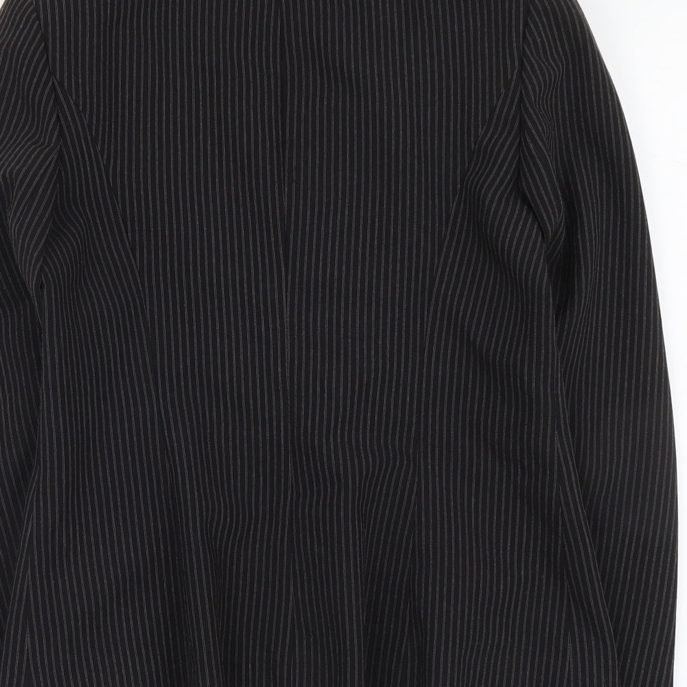 Papaya Womens Black Striped Polyester Jacket Blazer Size 12
