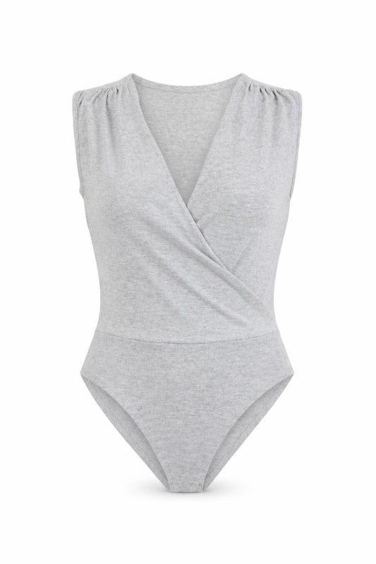 ASOS Womens Grey Cotton Bodysuit One-Piece Size 8 Snap