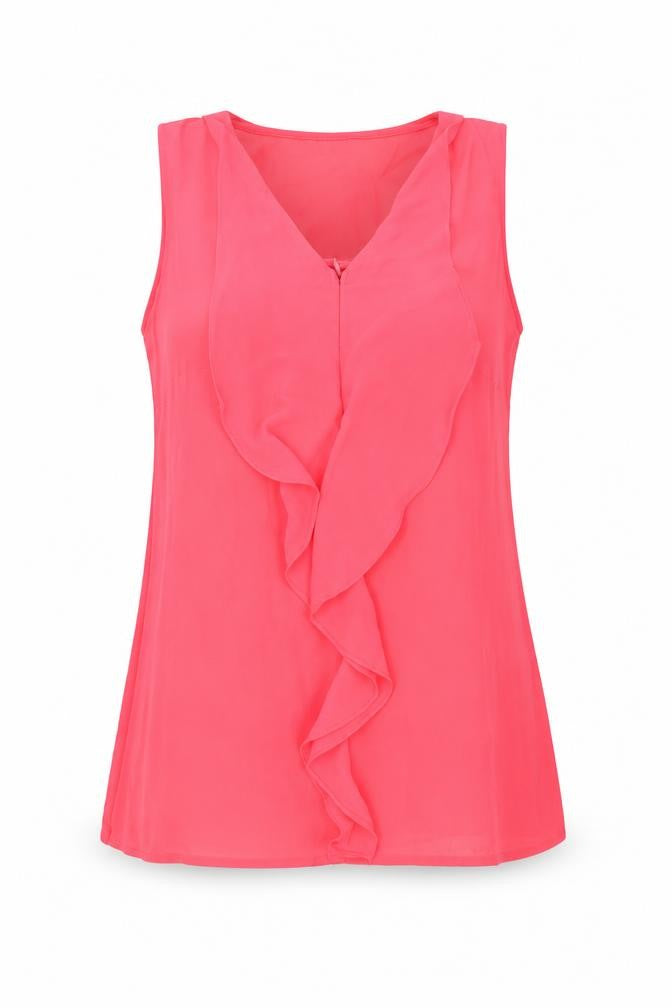 Mi Womens Pink Polyester Basic Tank Size M V-Neck