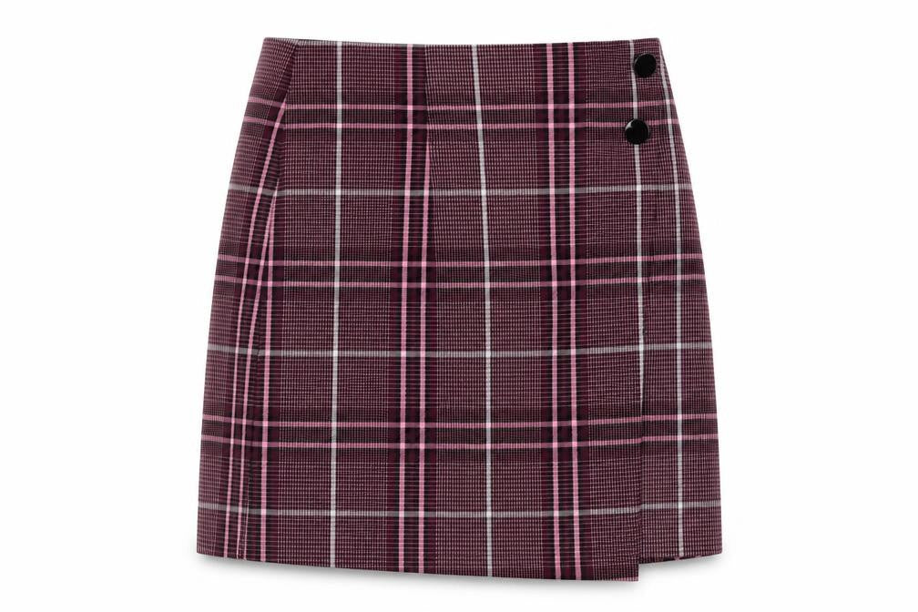 Marks & Spencer Womens Purple Plaid Polyester Straight & Pencil Skirt Size 32 in Zip