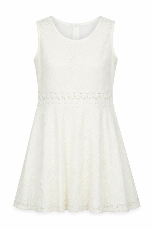 Rebellion Womens Ivory Floral Cotton Skater Dress Size M Scoop Neck Zip