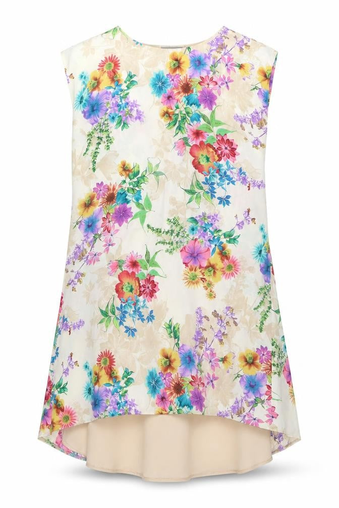Love Womens Beige Floral Polyester Shift Size S Boat Neck Pullover