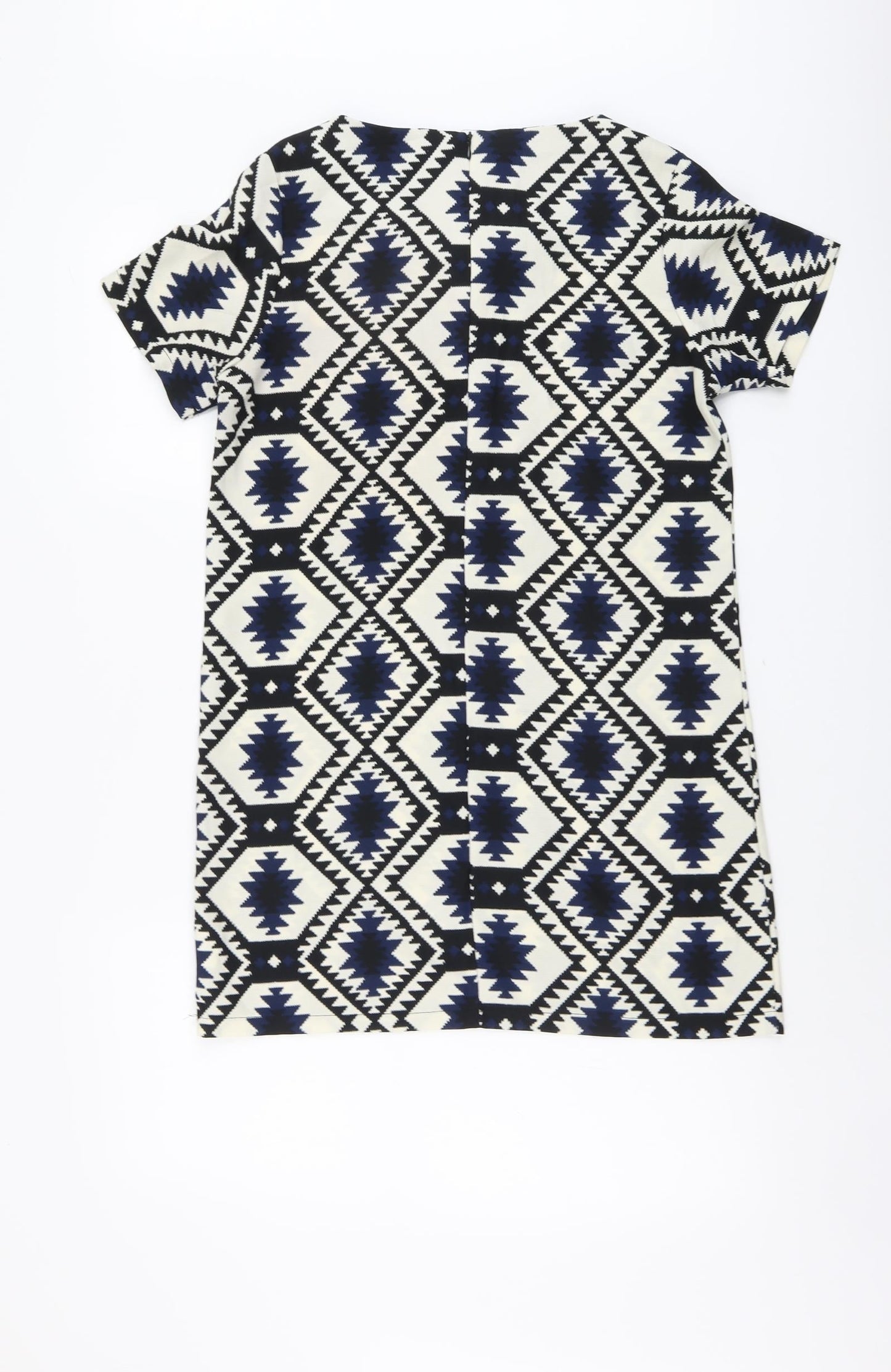 Vera & Lucy Womens Multicoloured Geometric Polyester Shift Size M Scoop Neck Zip