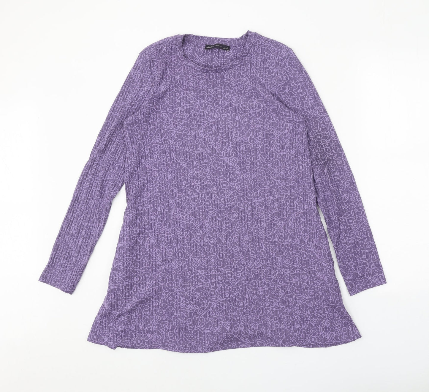 Marks and Spencer Womens Purple Polyester Trapeze & Swing Size 10 Round Neck Pullover