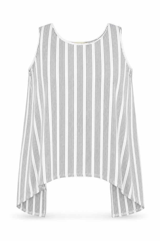 Cameo Rose Womens White Striped Polyester Basic Tank Size 12 Round Neck - Open Back