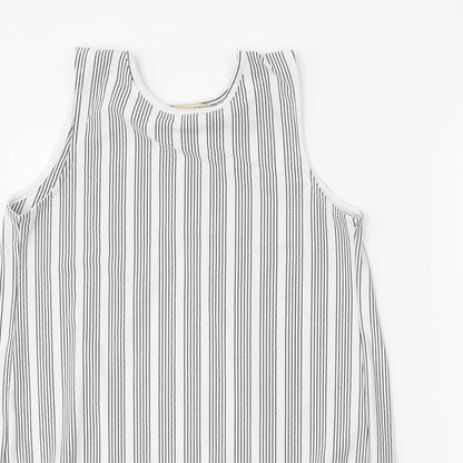Cameo Rose Womens White Striped Polyester Basic Tank Size 12 Round Neck - Open Back