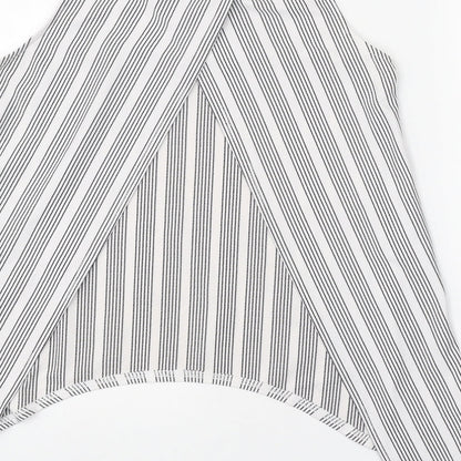 Cameo Rose Womens White Striped Polyester Basic Tank Size 12 Round Neck - Open Back
